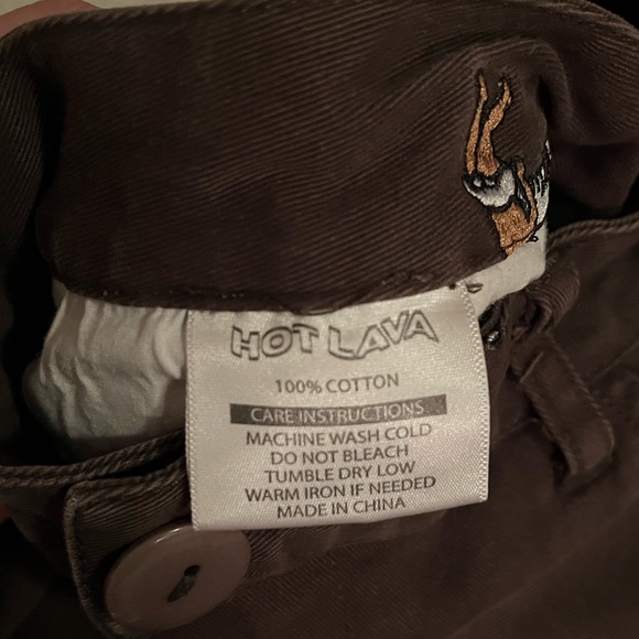 HOT LAVA Khaki Olive Green/Brown Work Wear Pants w/ Embroidered Cherubs - Picture 3 of 10